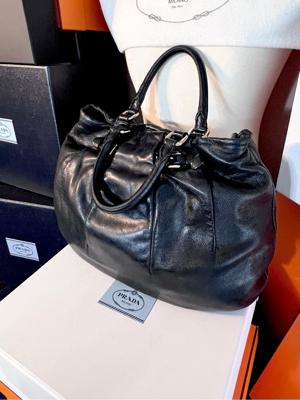 Prada! Black soft buttery Leather
Handbag! Offers always welcome!⭐️ - Picture 10 of 14